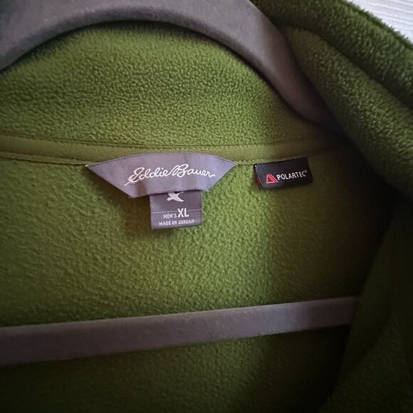 Eddie Bauer Fleece Mens XL Green Polartec Pullover 1/4 Zip Sweatshirt Outdoor - Picture 3 of 8